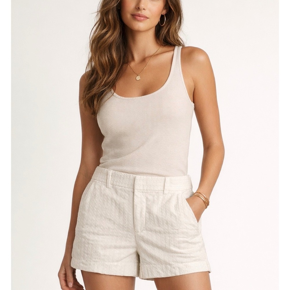 Banana Republic White Eyelet Textured Shorts, Womens Size 6